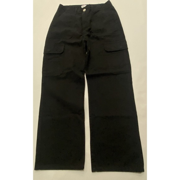 Zara Pants - Zara Womens Black High Rise Relaxed Fit Straight Leg Cargo Pants Jeans Size 6